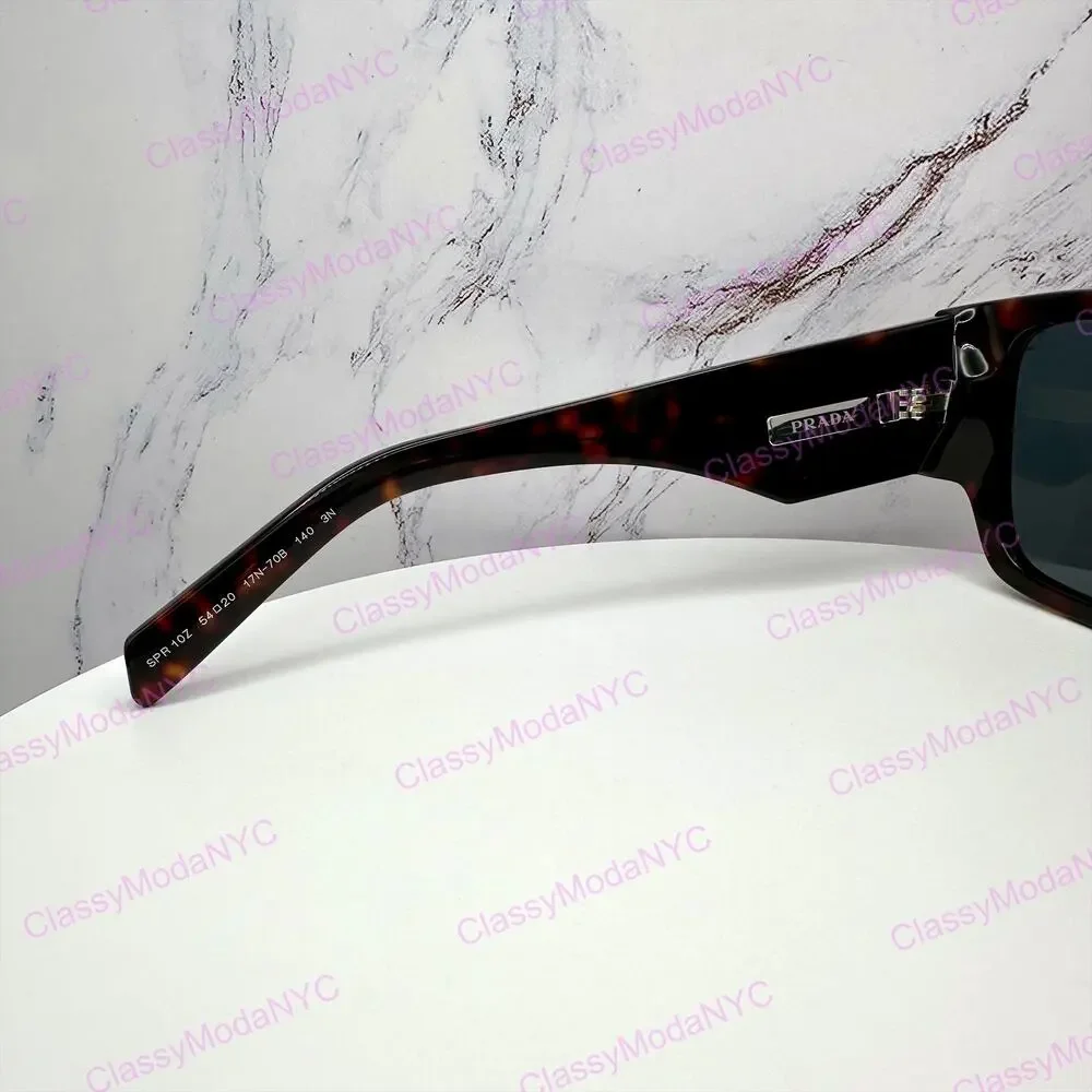 New PRADA Sunglasses Brown Root Tortoise Square Men's Plaque Logo